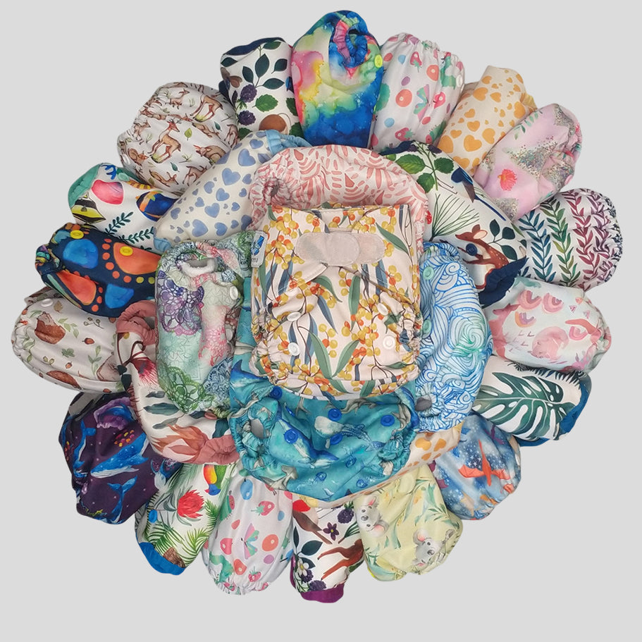 AS SIMPLE AS SPOSIES | Newborn Cloth Nappy Hire Package | Mixed Brand Modern Cloth Nappies