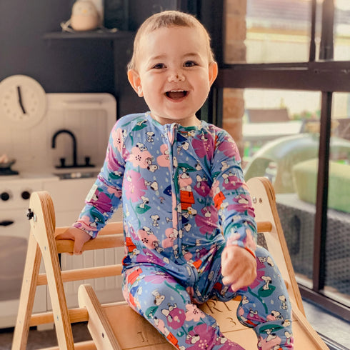 Monarch Store Bamboo Romper (Bootysuit) V3.0 LONG SLEEVED : Snoopy in Bloom