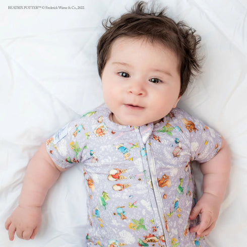 Monarch Store Bamboo Romper (Bootysuit) V3.0 SHORT SLEEVED : Peter Rabbit in Spring